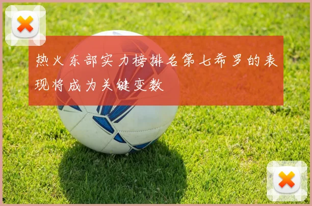 热火东部实力榜排名第七希罗的表现将成为关键变数
